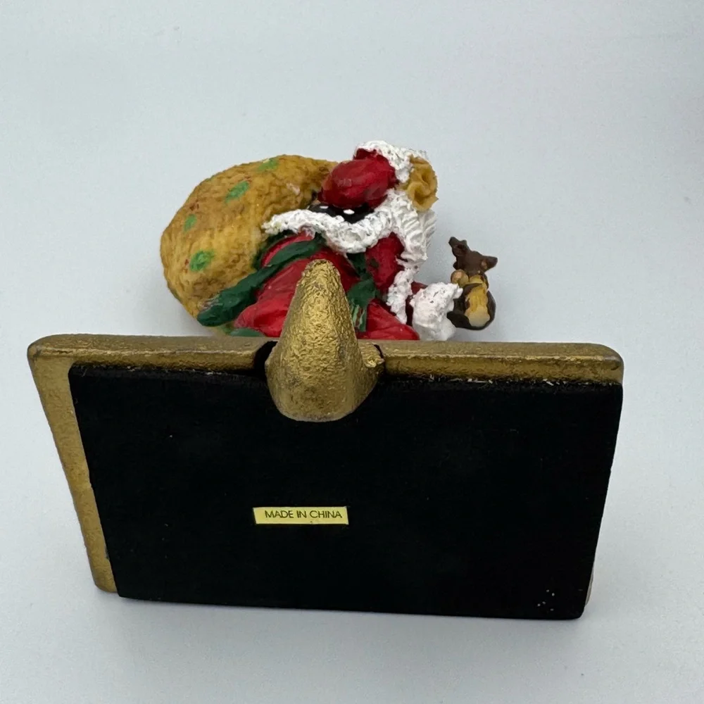 Vintage Santa’s Workbench Hiking Santa Stocking Holder Hand Painted Cast‎ Iron